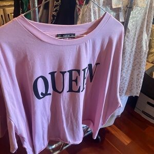 SHEIN Lavender 'QUEEN' Graphic Top